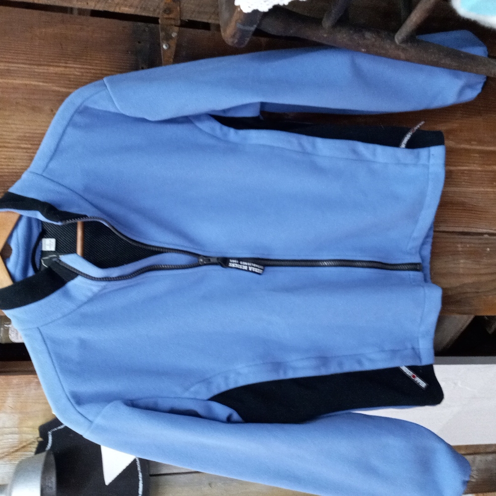 Sierra Design blue/black zip front polar fleece jacket sz L